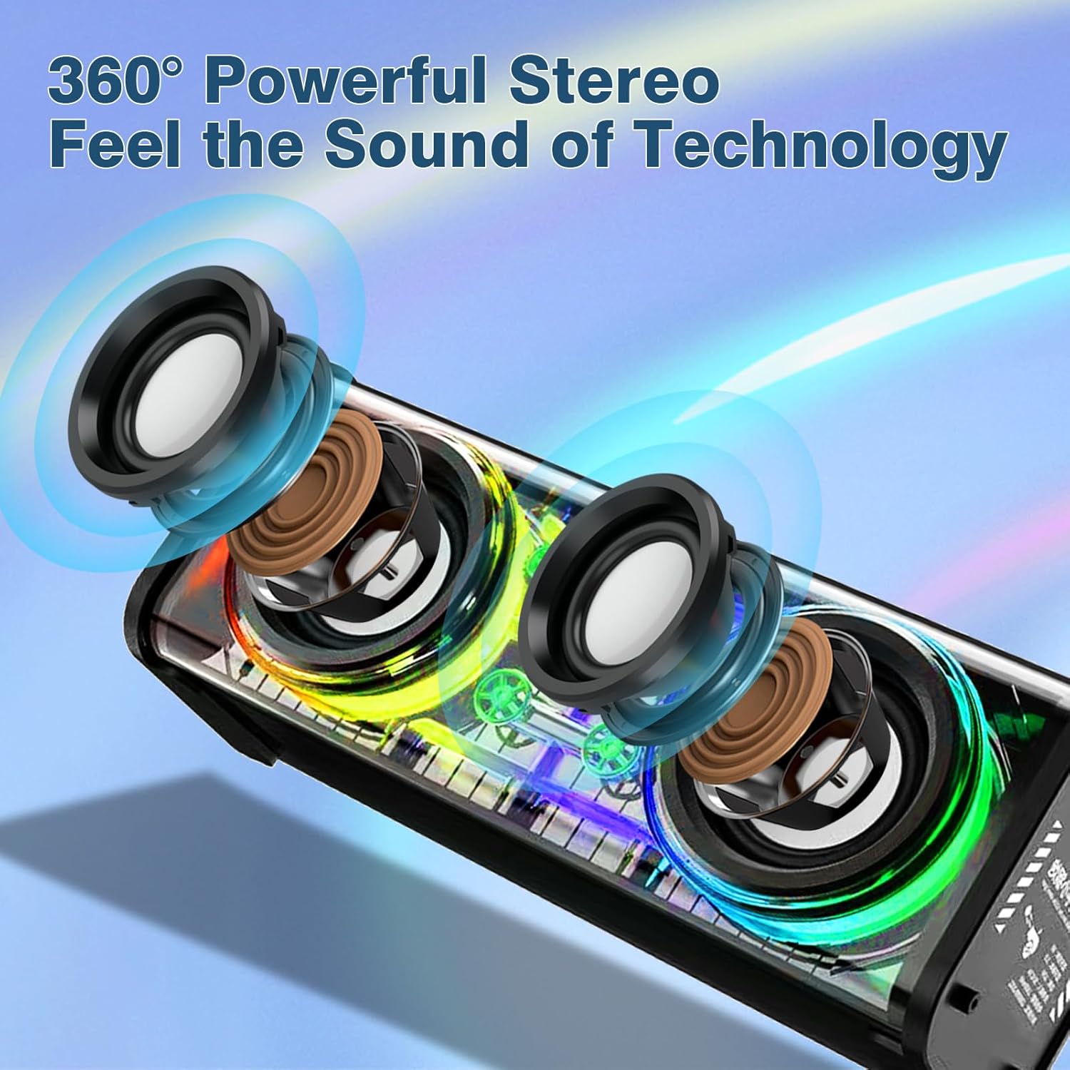 Transparent Ambient Light, Great Sound , V8 Desktop Bluetooth Speaker, Heavy — image 7
