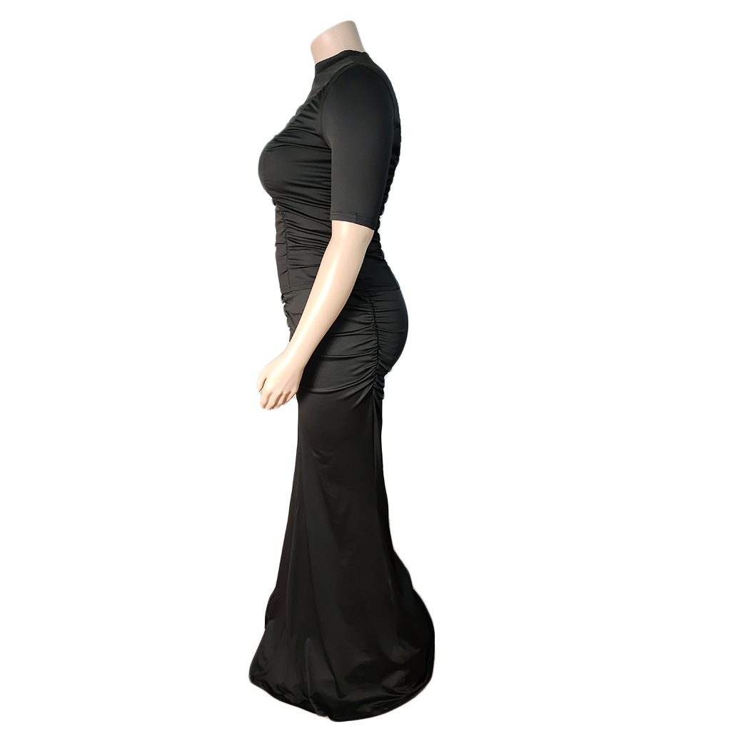 Pure Color Pleated Fashion Sexy Women's Two-piece Suit