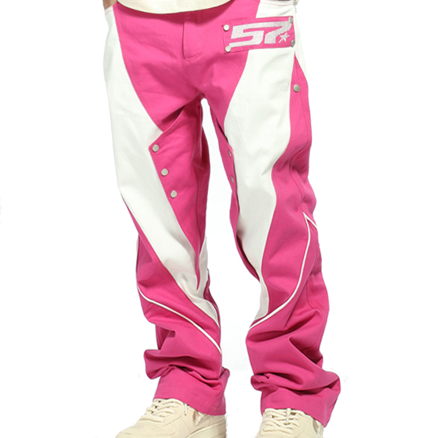 Men's Casual Vintage Contrast Panel Twill Trousers