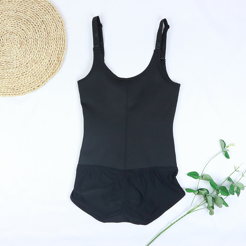 Patterned Small Shoulder Strap Onesie With Tummy Tuck