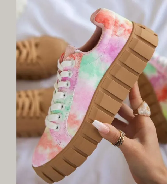 European And American New Style Round Toe Thick soled Lace up Canvas Shoes Women's Foreign Trade Plus Size Color 35 - Shop at LoveMi