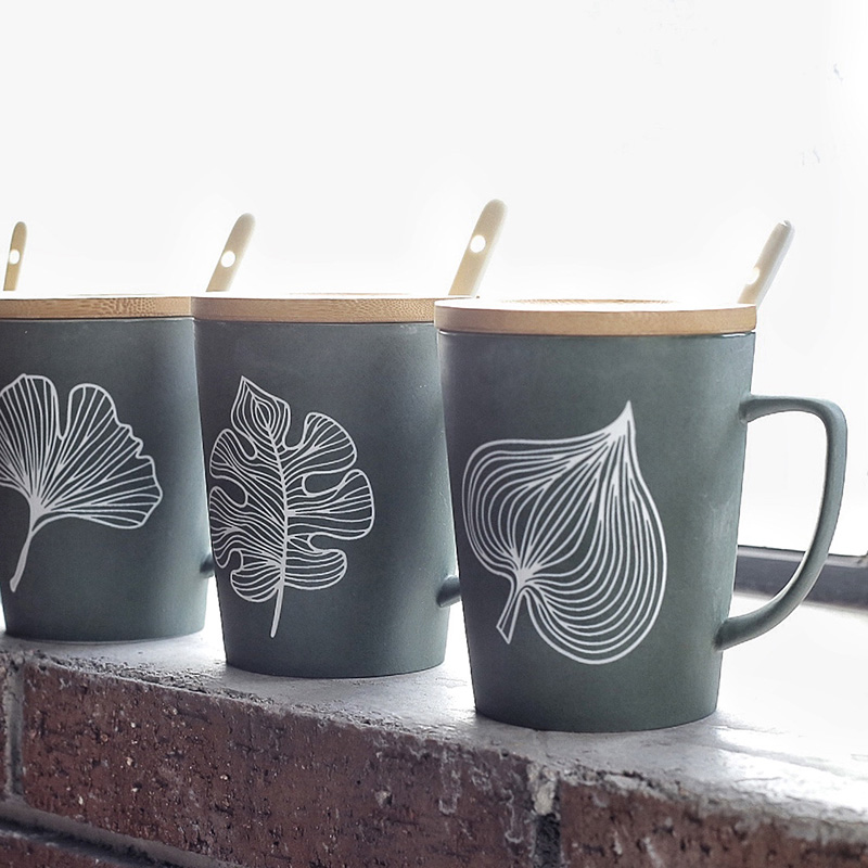 Title 6, Simple Leaf Water Cup Frosted Ceramic Creative ...