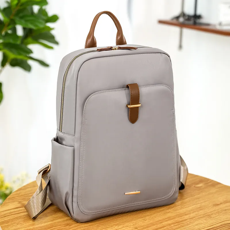 Zip Fastener Casual Large Capacity Backpack - Khaki