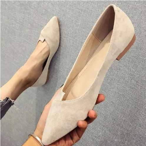 Casual Shoes Women's Flat Bottomed Color Matching Pointed Toe Women's Shoes Beige - Shop at LoveMi