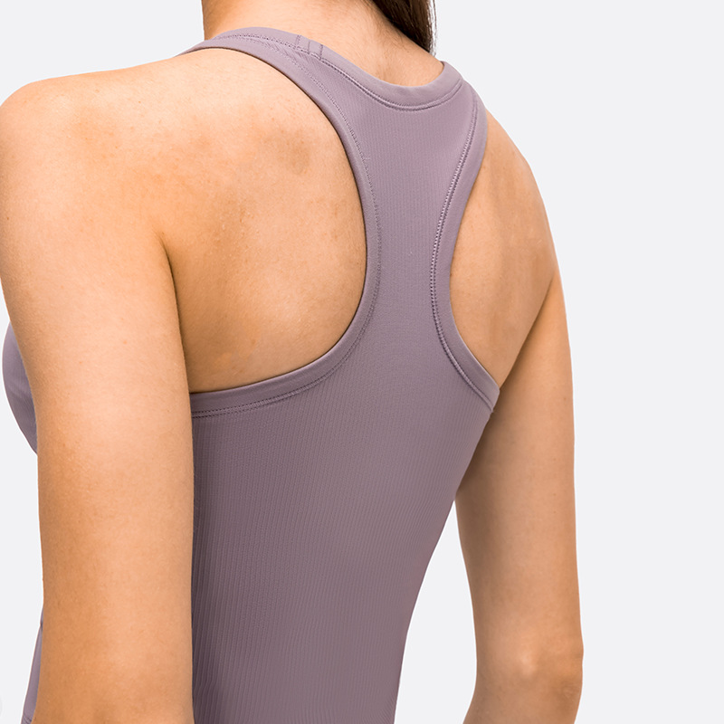 Title 11, Round Neck Threaded Yoga Vest With Chest Pad