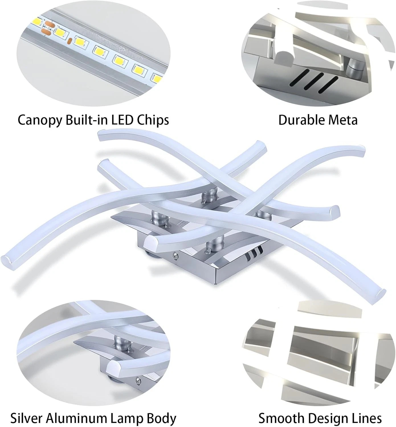 Dimmable LED Ceiling Light With Remote Control Curved