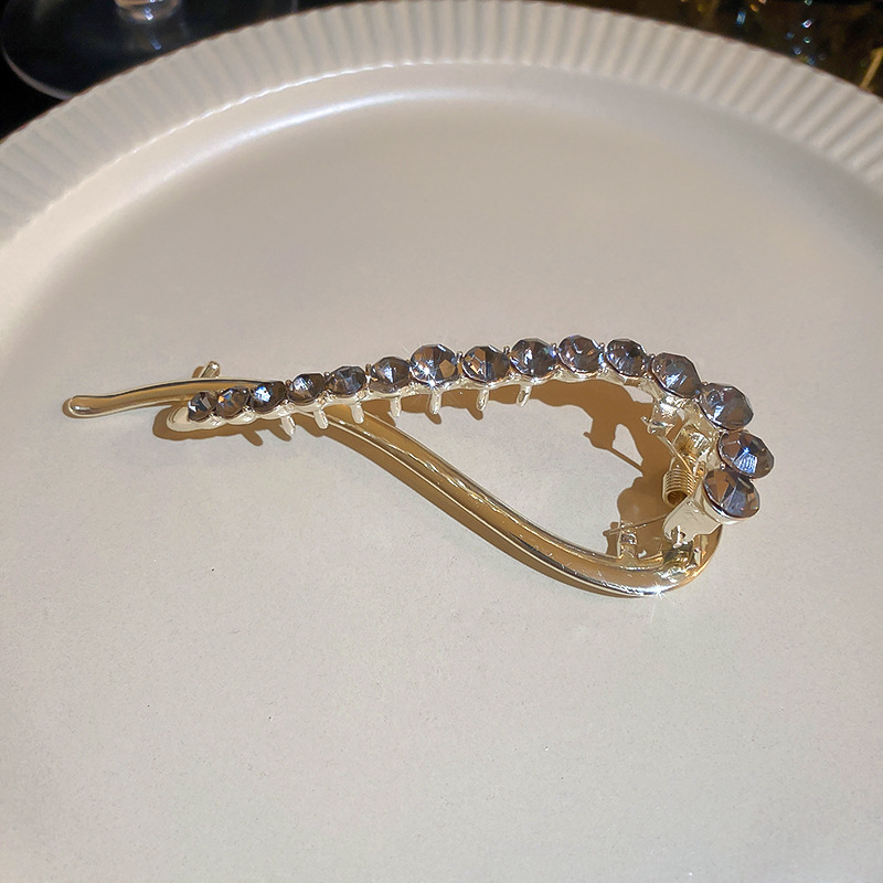 Delicate Diamond Inlaid Geometric Fashion Hairpin Metal Grey Drill - Shop at LoveMi