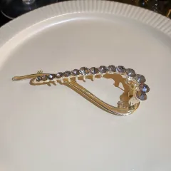 Delicate Diamond Inlaid Geometric Fashion Hairpin Metal - Grey Drill - View 1