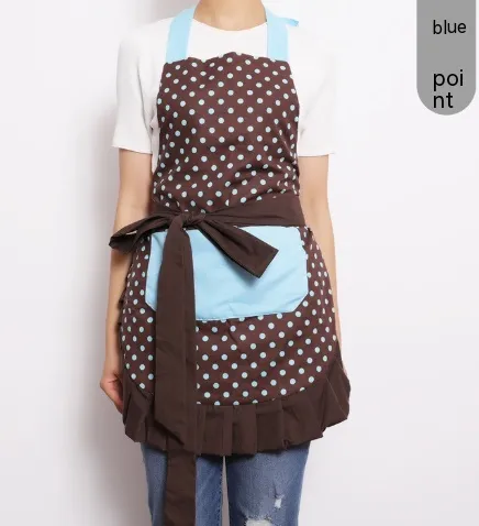 Printed Apron Antifouling Supermarket Overalls Women's Kitchen Coffee Background Blue Dots - Shop at LoveMi