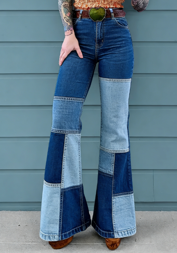 Vintage Rose Embroidered Flared Jeans