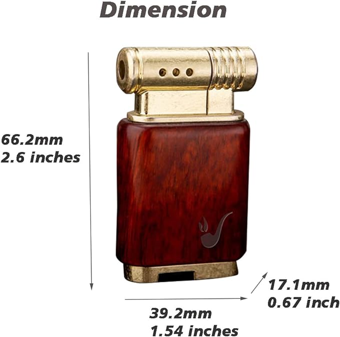 Soft Flame Wooden Pipe Lighter - Gift. Premium Quality:This lighter is made of premium ebony wooden housing and zinc alloy assembly for durable use.Its simple, compact, elegant and unique designed makes it a perfect gift for Birthday,Christmas,Halloween,B