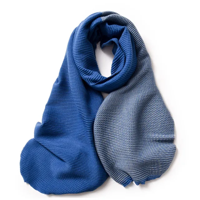 Gradient Mixed color Scarf Winter Double sided Wrinkled Imitation Cashmere Scarf Popular Versatile And Elegant Shawl For Women Blue - Shop at LoveMi
