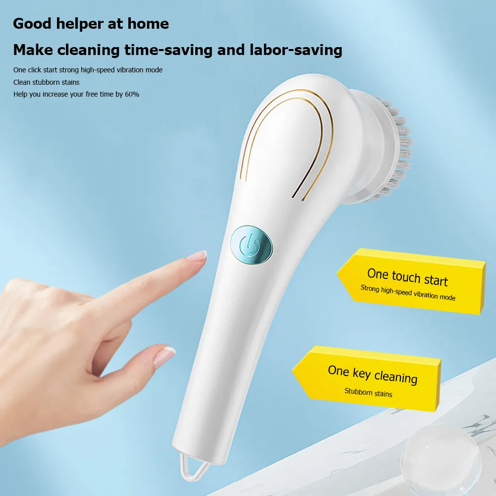 Multifunctional Electric Handheld Kitchen Household Dishwashing Brush Handheld Scrubber Bathtub Sink Bathroom Kitchen Tile Cleaning Tool Drill Brush Set With 5 Heads – image 2