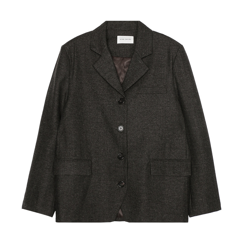 Vintage Casual Wool Solid Color Blazer