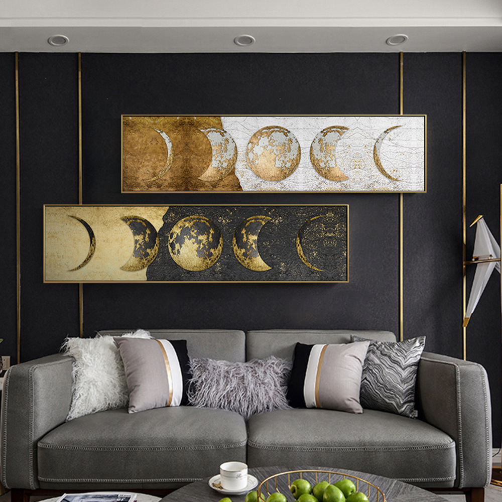 Title 5, Hanging Picture Moon Earth Gold Foil Light Luxu...