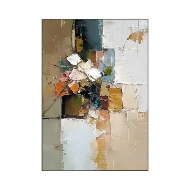 New Style Color Block Living Room Decoration Painting Abstract Texture Handmade Oil Painting High End Hotel Corridor Mural Without Inner Frame - Shop at LoveMi