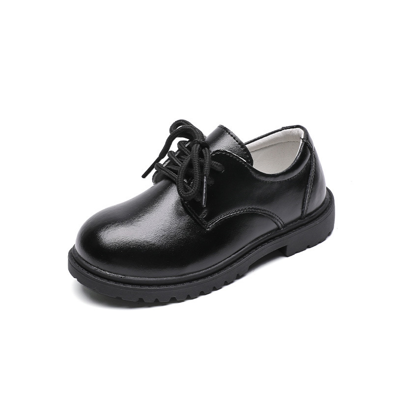 Children's Autumn New Casual Pure Black Leather Shoes — foto 2