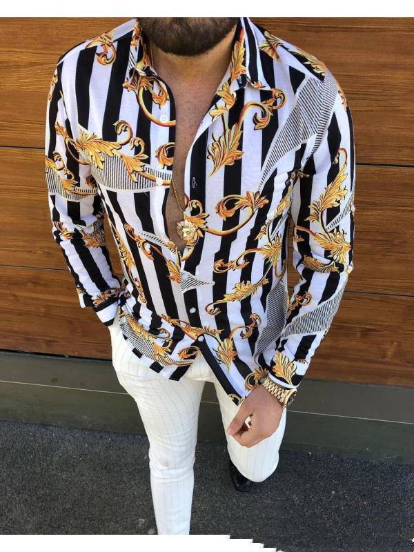 Casual 3D Digital Print Slim Lapel Shirt