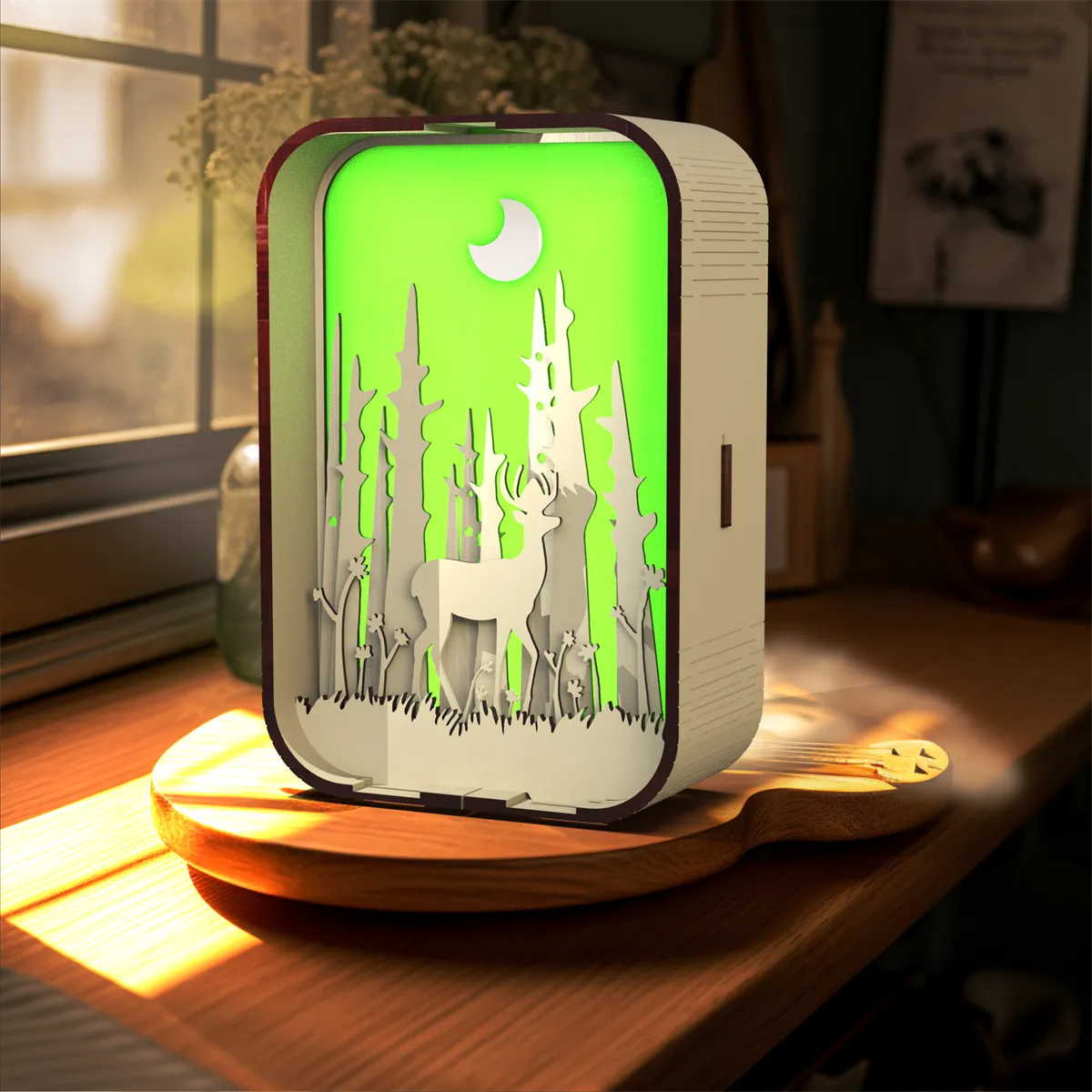 Woodcarving Light Creative Gift Minimalist Bedside Night Light Decoration Desktop Decoration Birthday Gift – image 2
