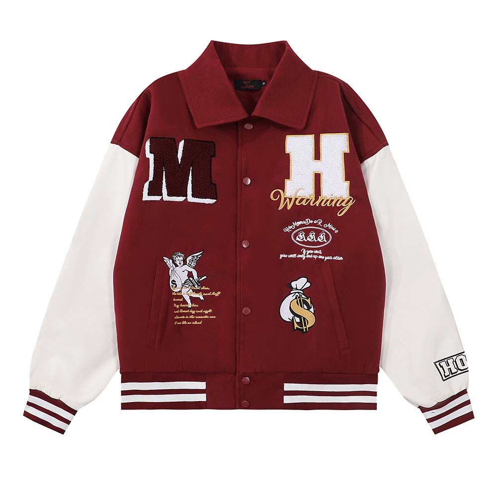 Men's Jacket Embroidered Color Matching Baseball Uniform - Image 3