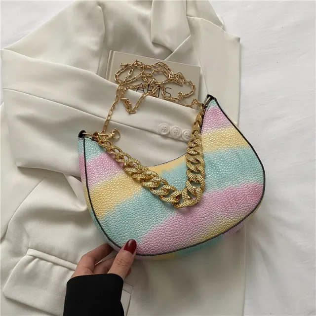Casual Fashion Contrast Chain Tote Bag Pink - Shop at LoveMi