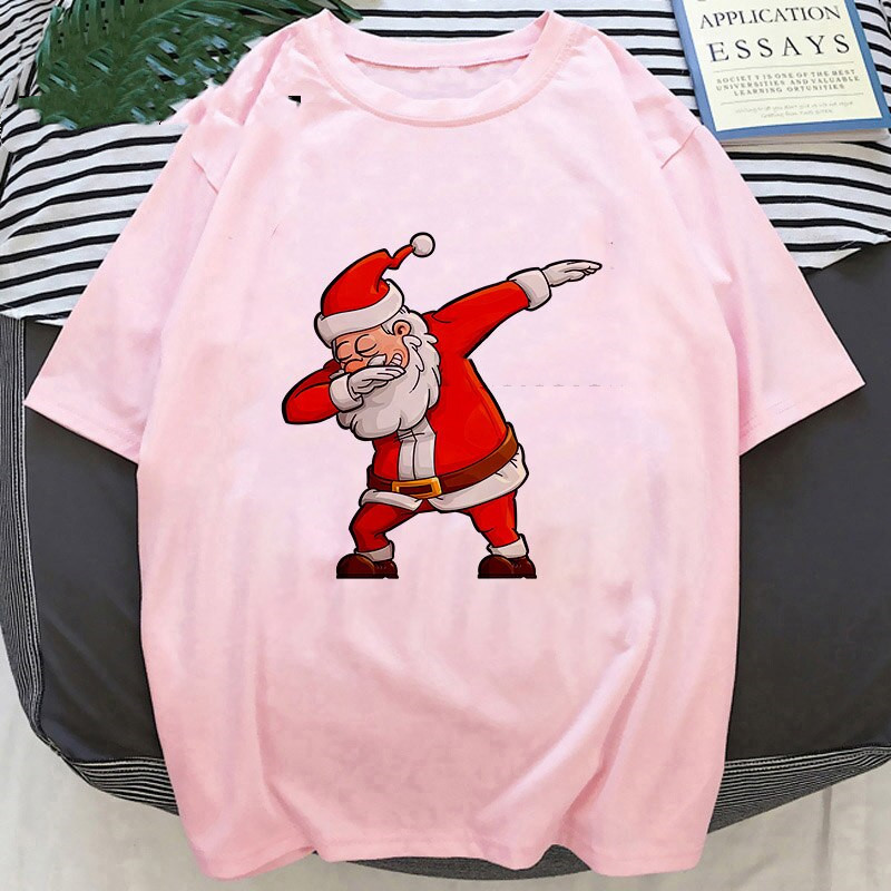 Title 15, Cartoon Santa Christmas Deer Print T Shirt