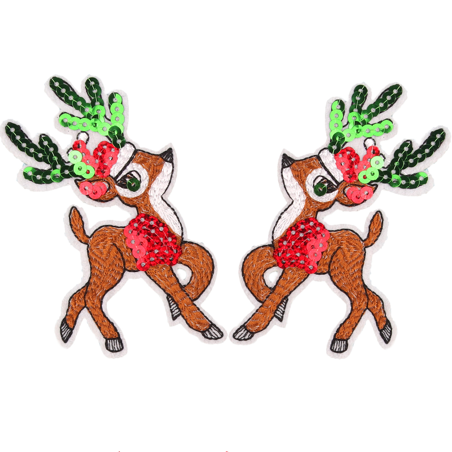 Sequin Cartoon Christmas Deer Shoe Embroidery Badge Embroidered Fabric Patch — image 1