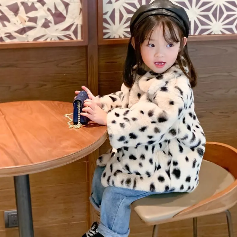 Leopard-print Faux Fur Coat Plush Thick - Upgrade With Cotton
