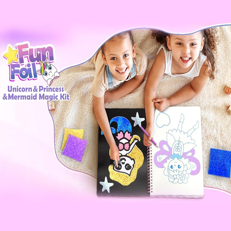 Foil Art Craft Kit For Kids, Children's Cartoon DIY Creative Activity Set