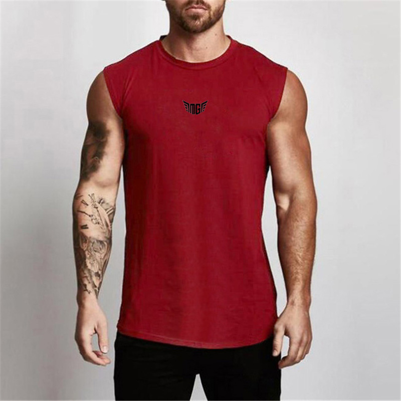 Red MEN'S FITNESS VEST T-SHIRT