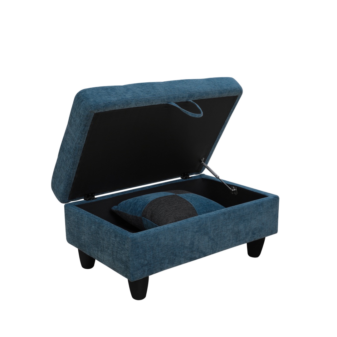 Pickup Only--Blue Flannel 3-Piece Couch Living Room Sofa Set