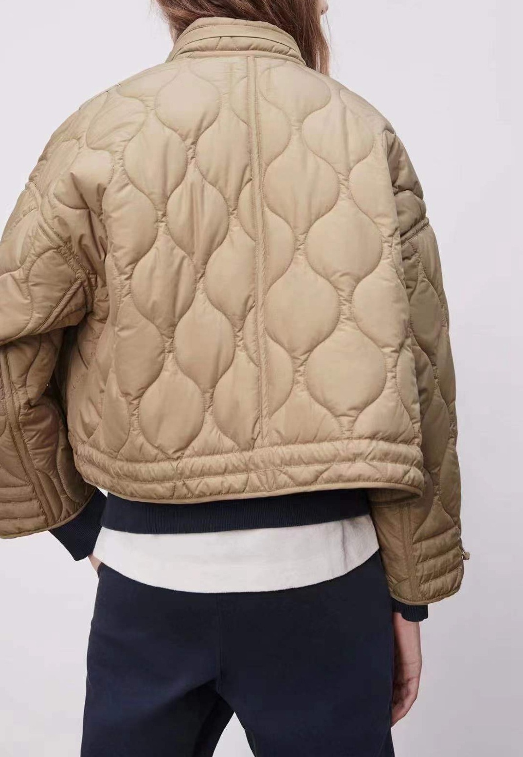 Ladies Warm Short Solid Tricolor Jacket