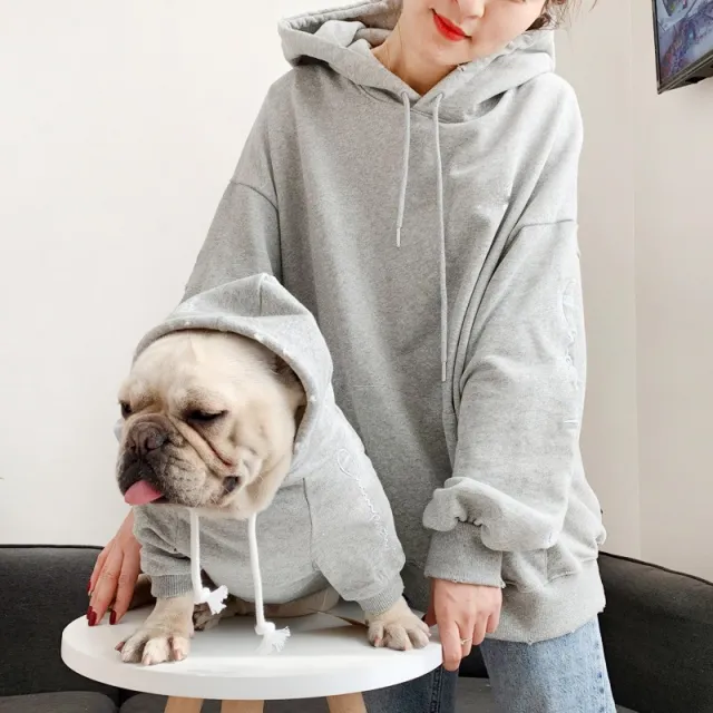 Tide Brand Plus Velvet Three person Parent child Dog Costume Male Grey - Shop at LoveMi
