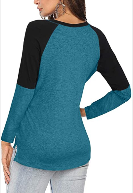 Title 3, Colorblock Long-sleeved Slim T-shirt Bottoming ...