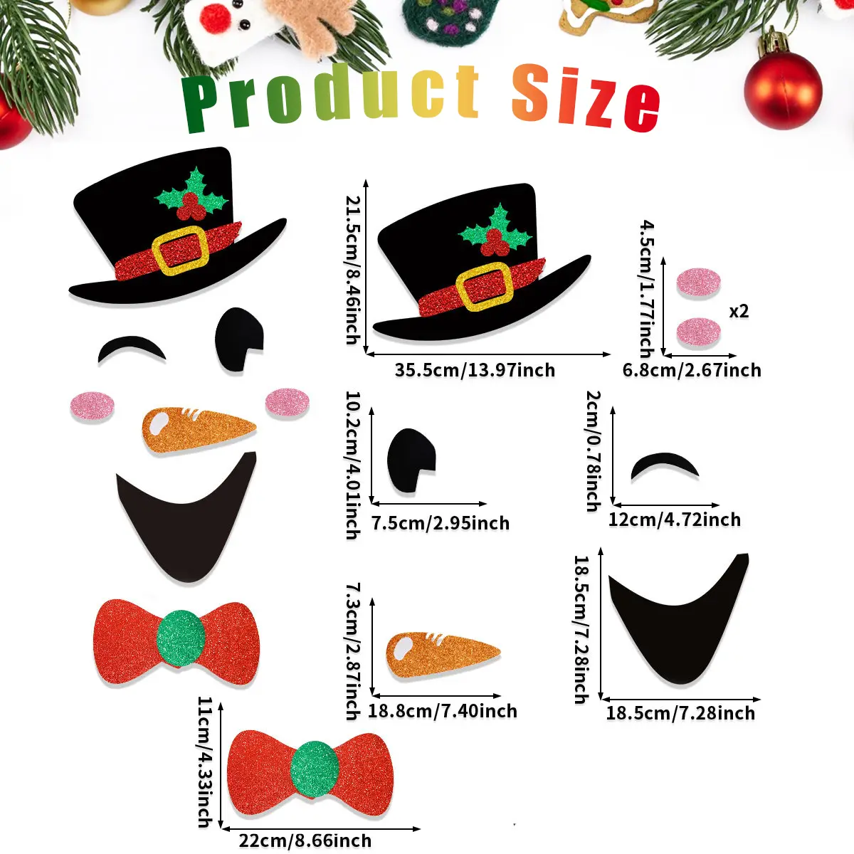 2 Packs Christmas Door Stickers Santa Claus Snowman Cartoon Felt Wall Stickers Xmas Home Refrigerator Garage Door Wall Window Decoration For Christmas New Year 