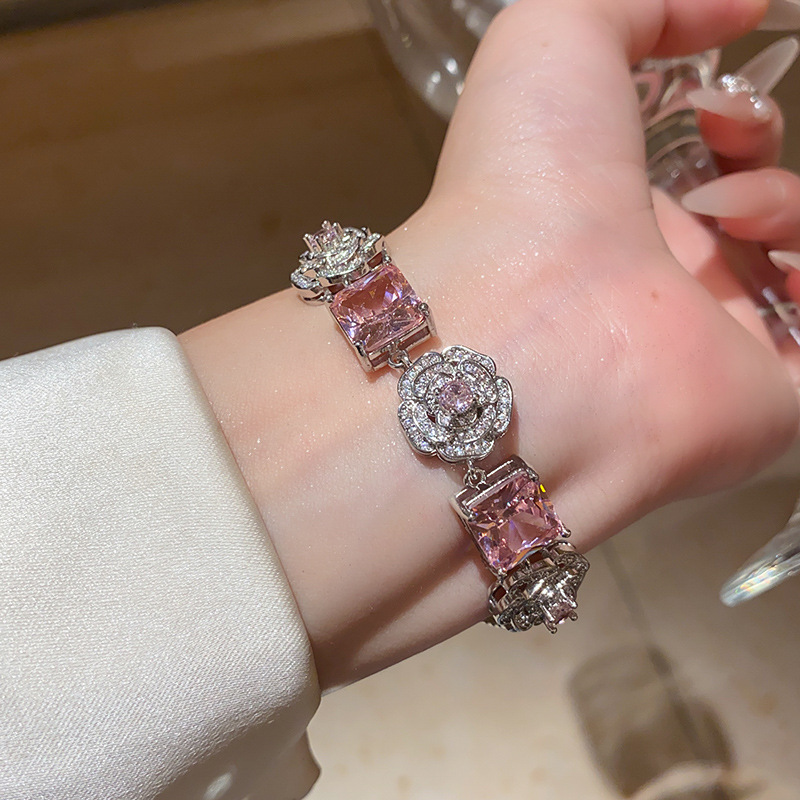Floral Cluster Princess Rose Zircon Ring Earrings Necklace Set Luxury Elegant Jewelry 4
