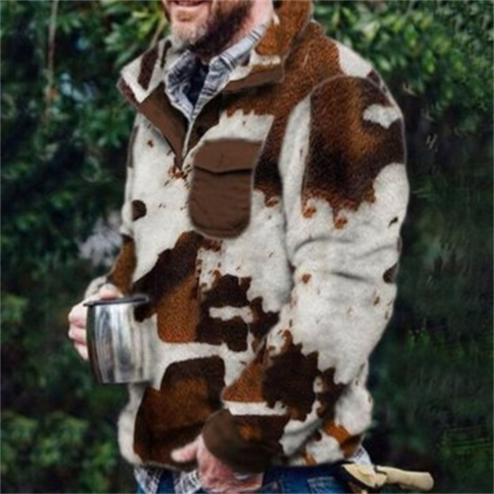 Autumn And Winter Casual Button Pocket Flannel Plush Men's Sweater