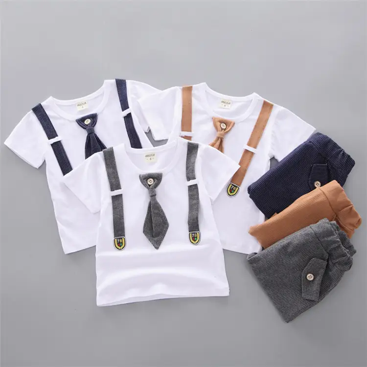 Baby Round Necktie Shorts T-shirt Set