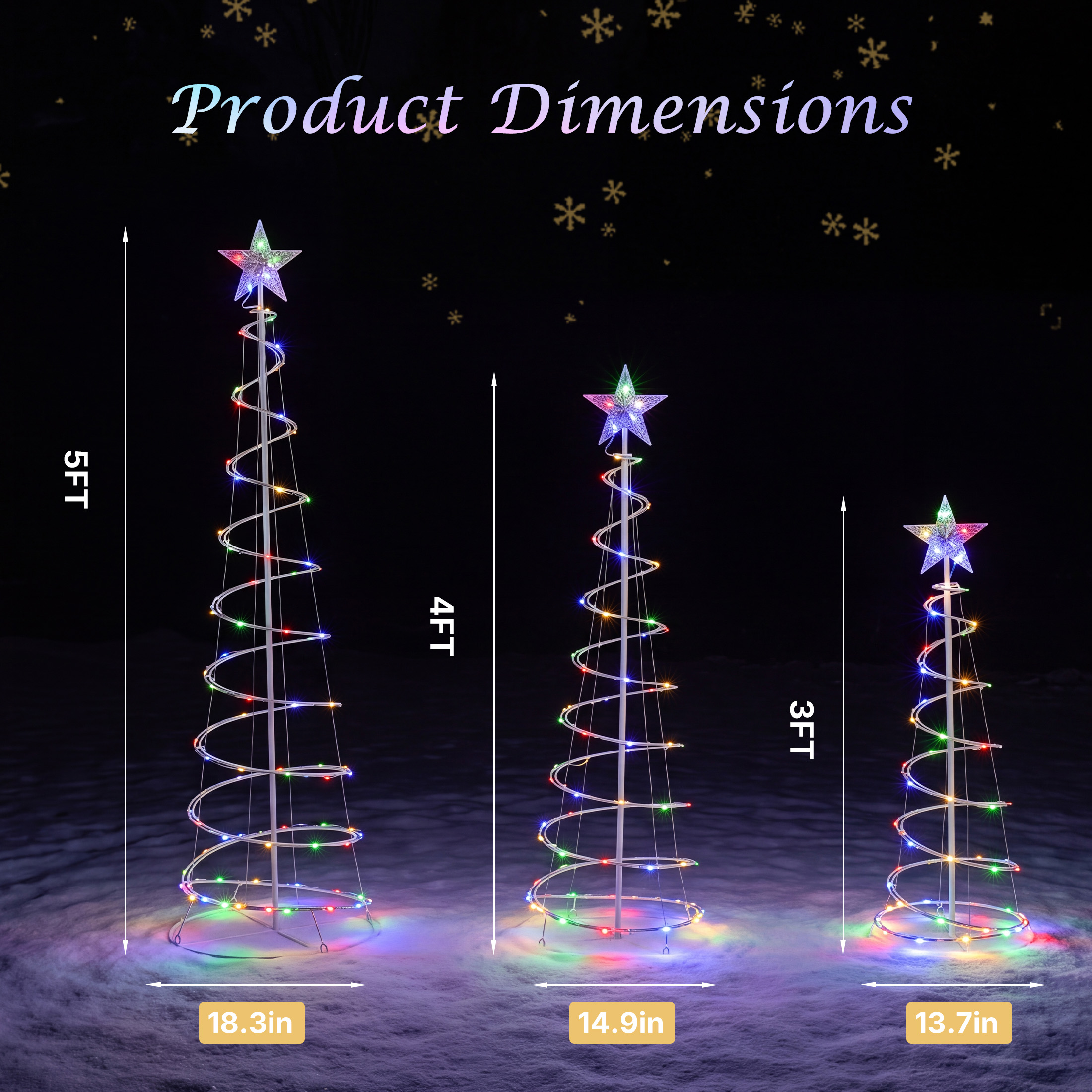 3-piece Spiral Christmas Tree, 3-4-5 Feet LED Garden Decoration Lights image 10