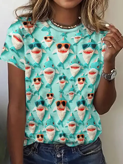 2026 Summer New Products Amazon Crossborder Trade Europe And America 3D Printed Tshirts Round Neck 3D Short Sleeve Tshir