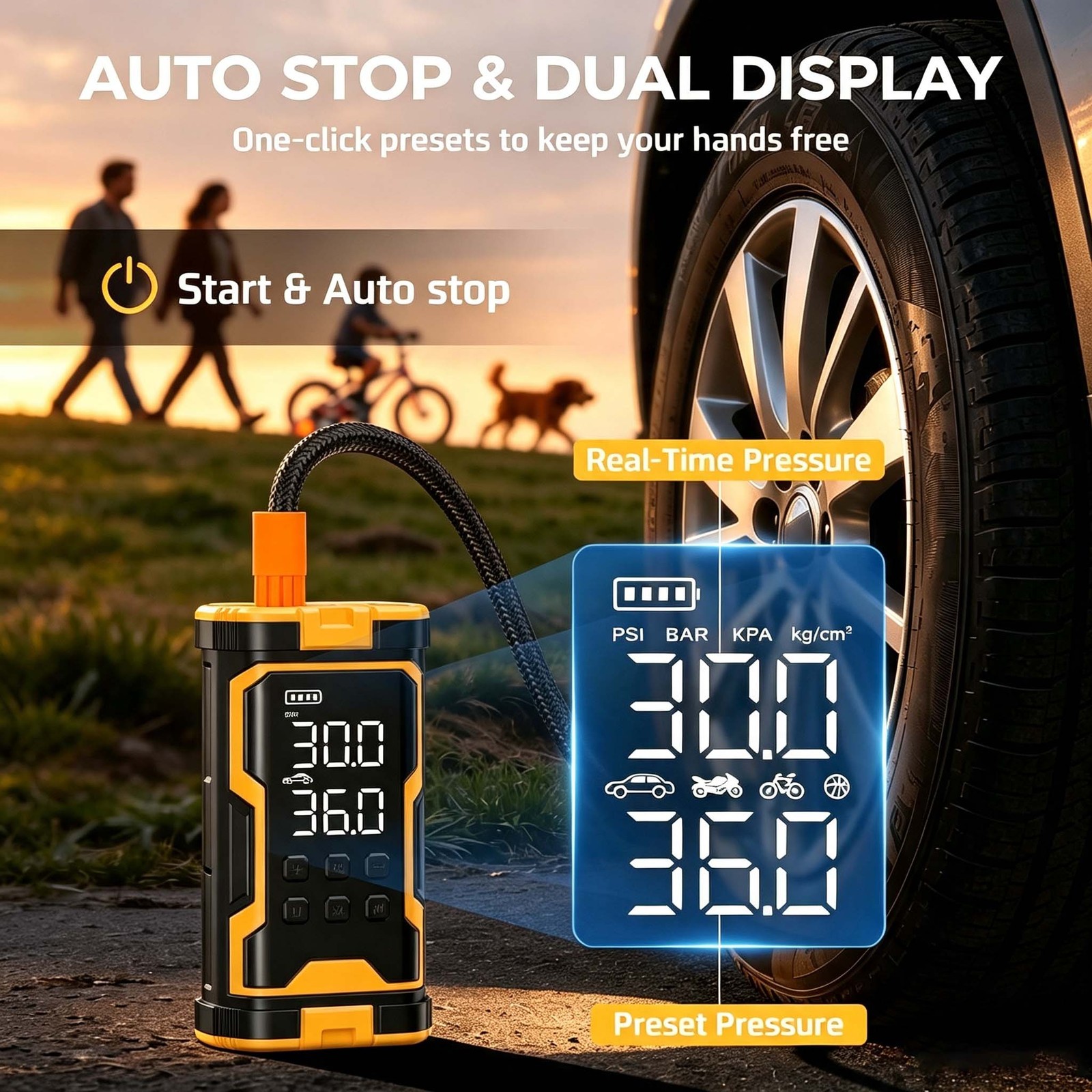 Car Tyre Inflator Cordless Digital USB Rechargeable Tire Air Compressor Pump 12V — image 12