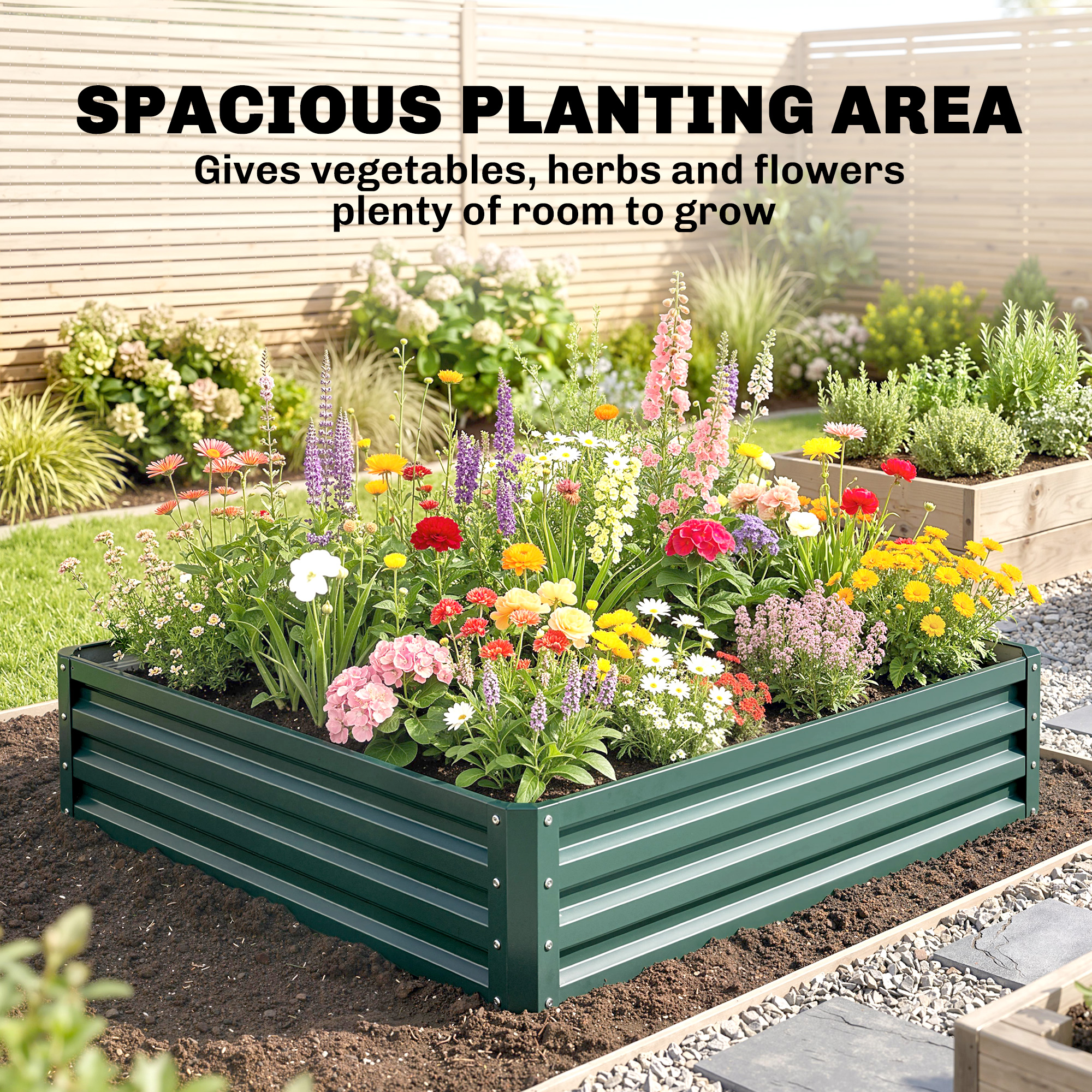 Square Elevated Garden Bed Box With Weather Resistant Steel Frame, Suitable — image 5