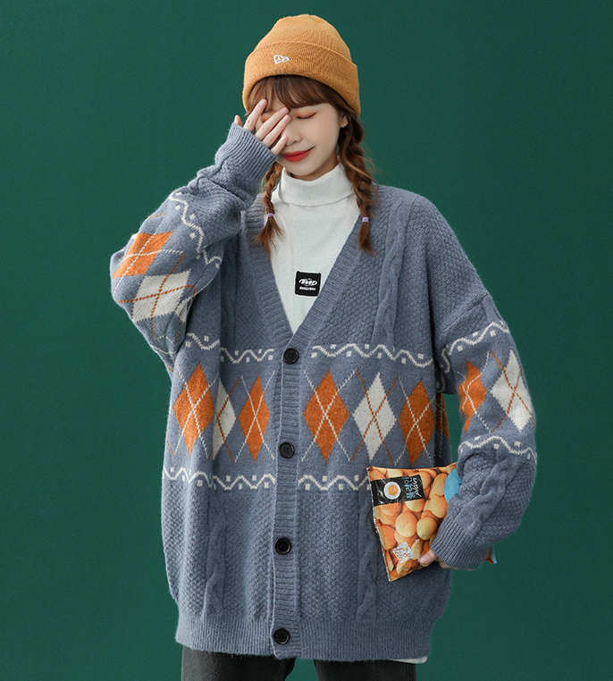 Spring And Autumn Knit Cardigan Jacket College Style