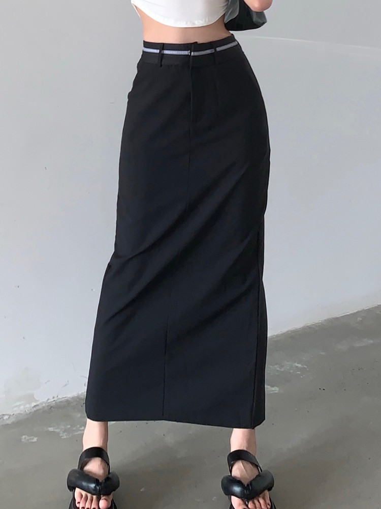 Ladies Pleated Front Shoulder Irregular Skirt