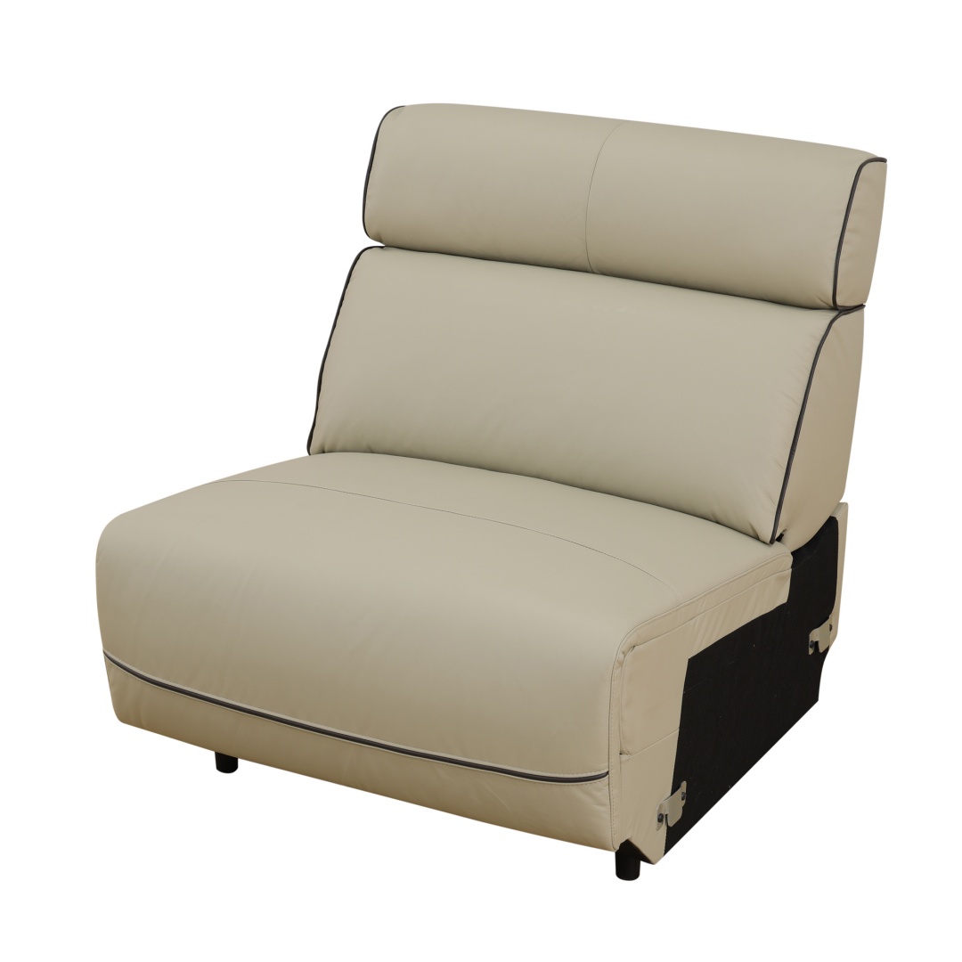 Pickup Only--Beige Top Grain Leather And PVC 3-Piece Living Room Recliner Sofa Set