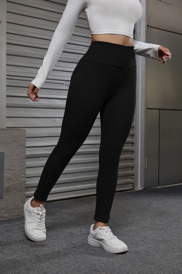 Autumn And Winter Women's Velvet Lift Hip Tight Pants With Elastic High Waist Sports Tight Pants Black - Shop at LoveMi
