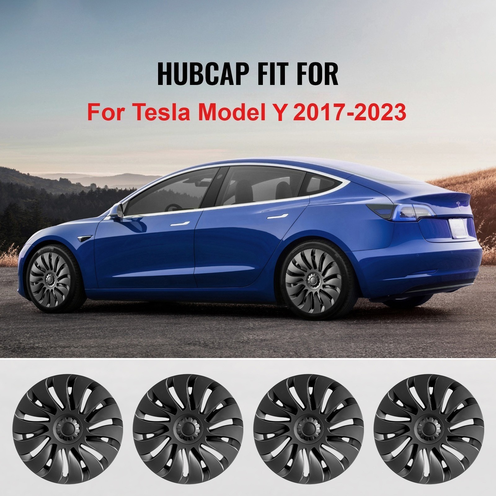 4PCS 19 Inch Wheel Cover Hubcaps Rim Matte Black For Tesla Model Y — image 7