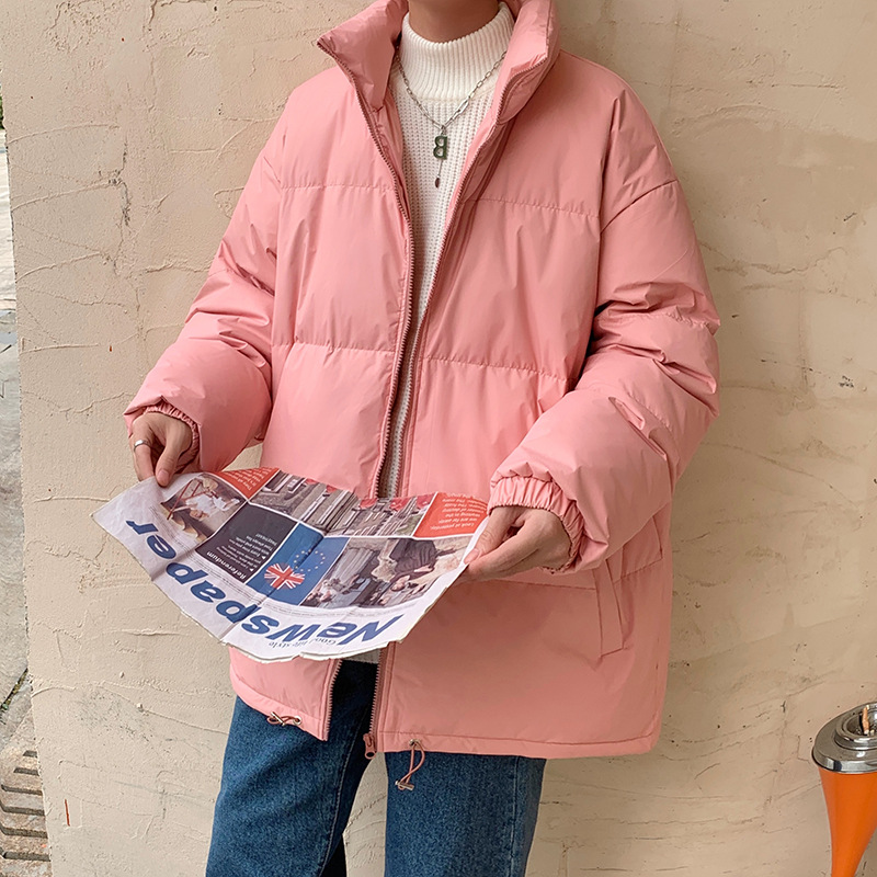 Hong  Winter Solid Color Korean Style Trendy  Loose Couple Bread Cotton Coat