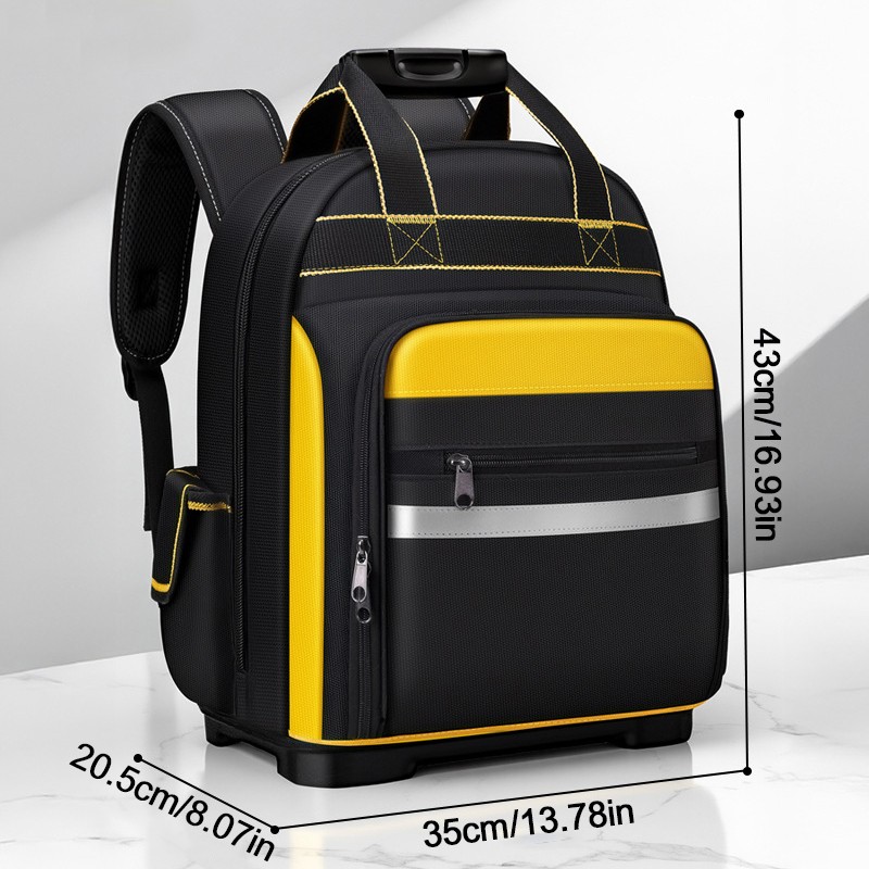 Tool Backpack Large Capacity Molded Base Bag Reflective Strip For Job Site — image 3