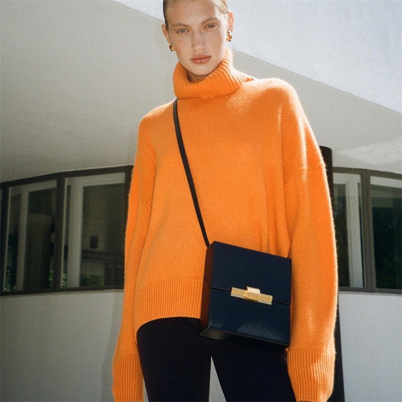 Women's Fashion Casual Turtleneck Loose Knit Sweater